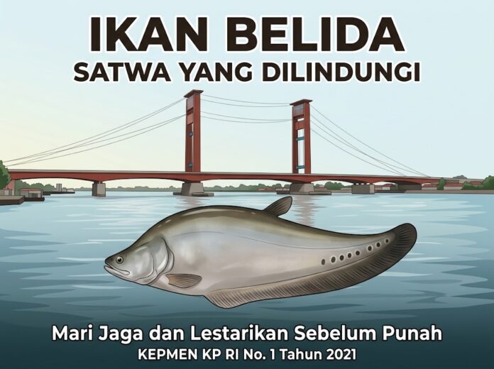 image ikan belida di sungai musi